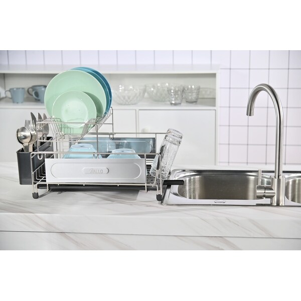 Stainless steel dish rack with Self-draining tray - N/A