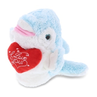 DolliBu I LOVE YOU Moose Super Soft Plush Hand Puppet Animal with Heart - 13 Inches