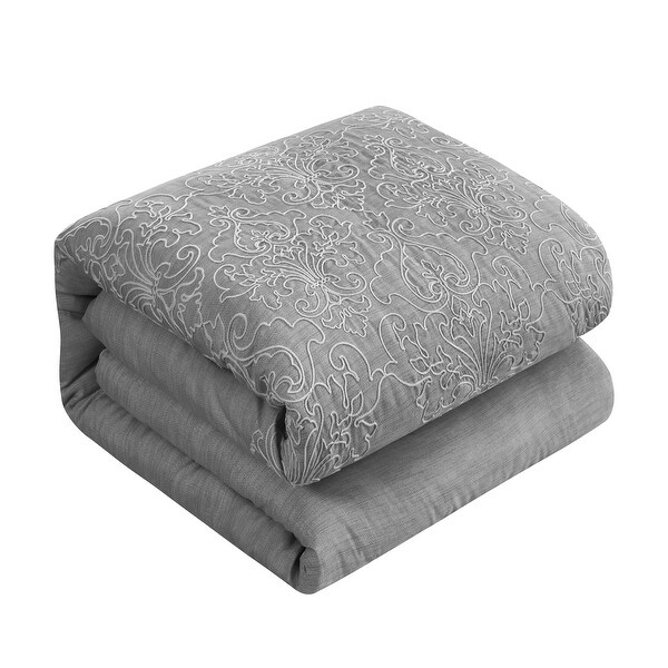 Chic Home Yasmine 9 Piece Comforter Set Embroidered Pattern Heathered Bedding - Sheet Set Decorative Pillows Shams Included