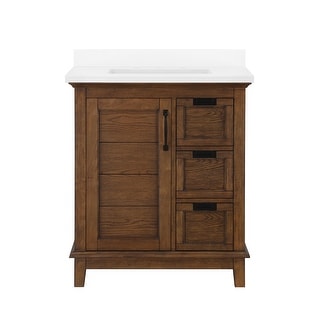Ove Decors Pembroke 30 in. Single Sink Bathroom Vanity in Antique Coffee with Ash Veneer