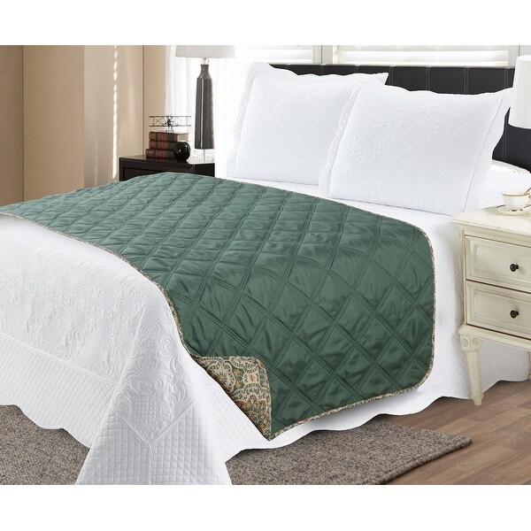 Reversible Bed Runner Protector Starburst Smokey Green Full/Queen