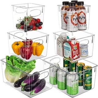 Clear Plastic Storage Bin Container Set Organizer for Kitchen, Fridge and Pantry - 6-Pack