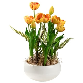 16" Yellow Tulip Flowers - 16in