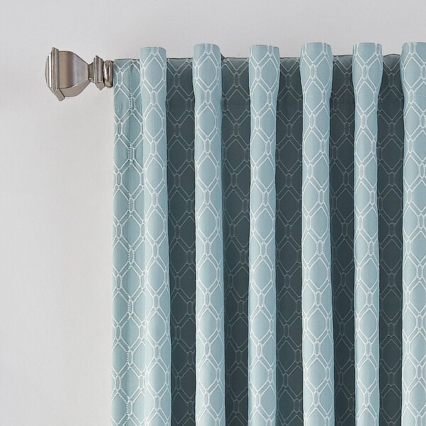 Brielle Home Oslo Jacquard Rod Pocket/Back Tab 100% Blackout Window Curtain Panel Set