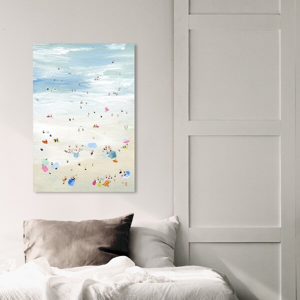 Wynwood Studio 'Tiny People' Nautical and Coastal Wall Art Canvas Print Coastal - Blue, Yellow