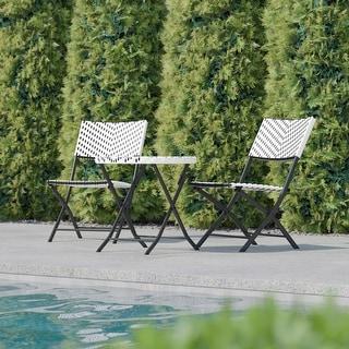 3PC Indoor/Outdoor PE Rattan Folding French Bistro Set