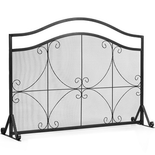 Single Panel Fireplace Screen Free Standing Spark Guard Fence - 44.5"x 13.5''x 33" (L x W x H)