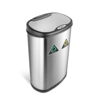 NINESTARS Stainless Steel Dual Compartment Motion Sensor Trash Can 13.2 Gallon DZT-50-13R