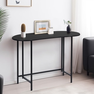 Homylin 43.3 in. Curved Black Console Table