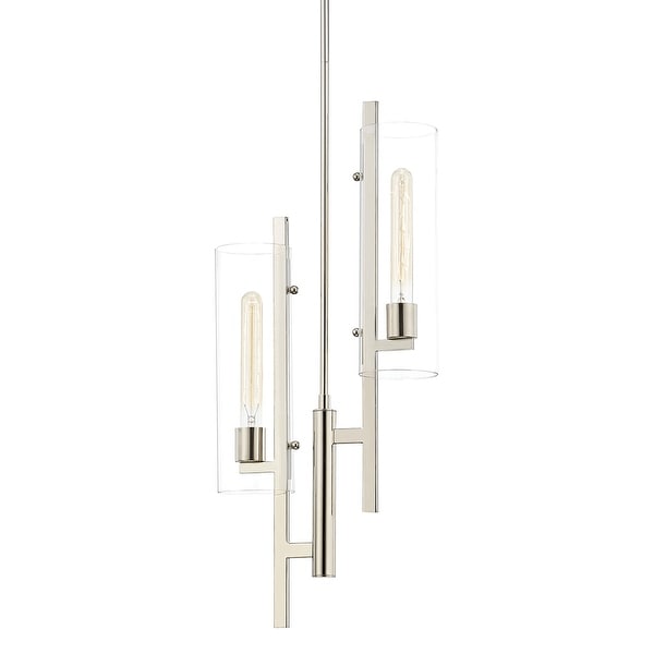 Mitzi by Hudson Valley Ariel 2-light Polished Nickel Pendant, Clear Glass