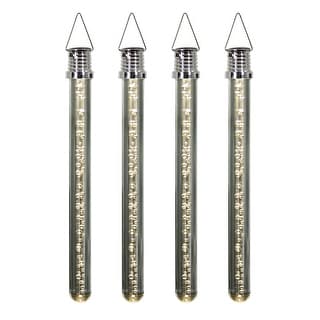 Exhart Solar Acrylic Bubble Stick with Warm White LED Light, Set of Four, 10 Inch