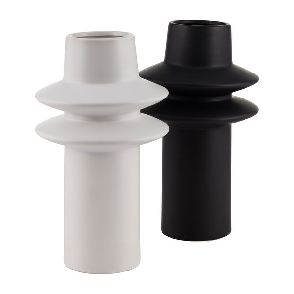 Sagebrook Home Ceramic 11"H Modern Vase, White, Cylinder, Ceramic, Contemporary, 11"H, Solid Color