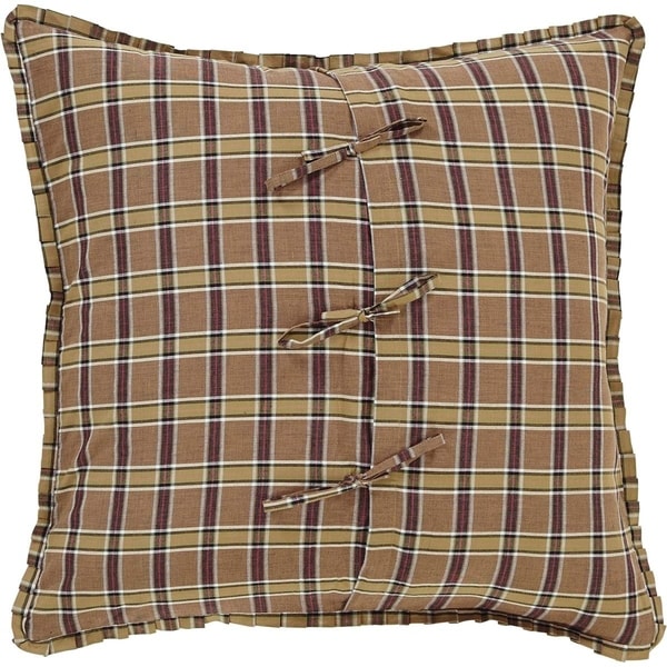 Tan Rustic Bedding VHC Wyatt Euro Sham Cotton Plaid