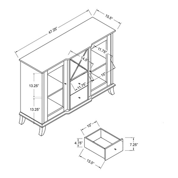 DH BASIC Modern 47" Buffet Server with Wine Storage by Denhour