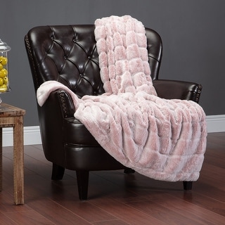 Chanasya Frost Tip Faux Fur Throw Blanket With Reversible Mink