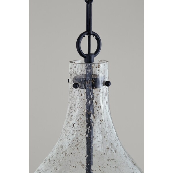 Rabun 1-light Hanging Pendant w/ Clear Stone Seeded Glass