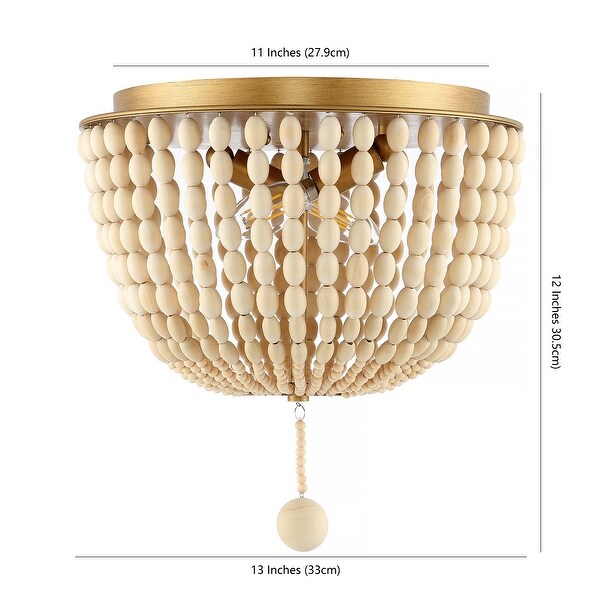 SAFAVIEH Lighting Fidelma Boho Beaded 2-light LED Flush Mount - 13" W x 13" L x 12" H