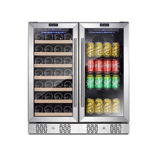 30 in. Freestanding 96-Can Beverage Center Cooler and 33-Bottle Wine Cellar Refrigerator