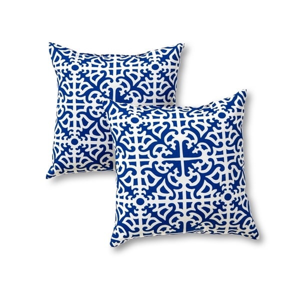 Coopers Indigo Outdoor 17-inch Accent Pillow (Set of 2) by Havenside Home - 17w x 17l