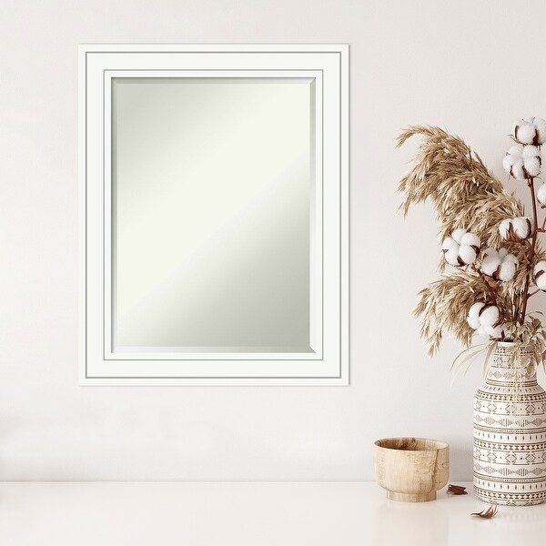 Beveled Wood Wall Mirror - Craftsman White Frame