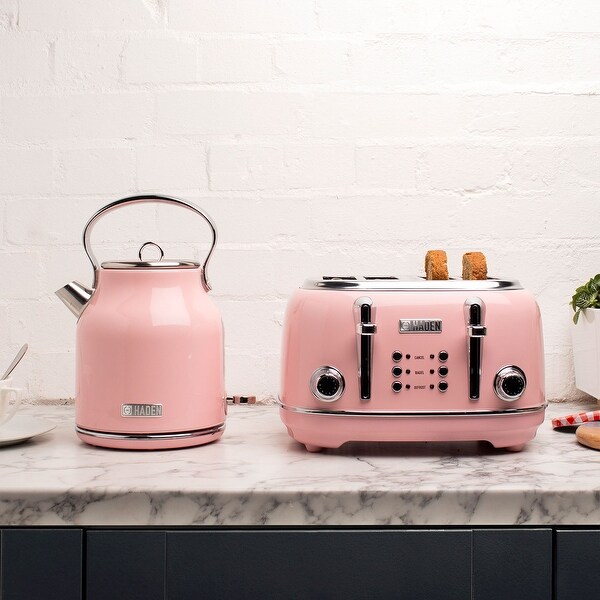 Haden Heritage 4-Slice Wide Slot Stainless Steel Body Retro Toaster, Turquoise