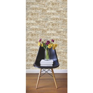 Roommates Brown Stuccoed Brick Peel-and-stick Decor