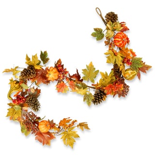 National Tree Company Plastic and Polyester 72-inch Decorated Maple Leaf Garland