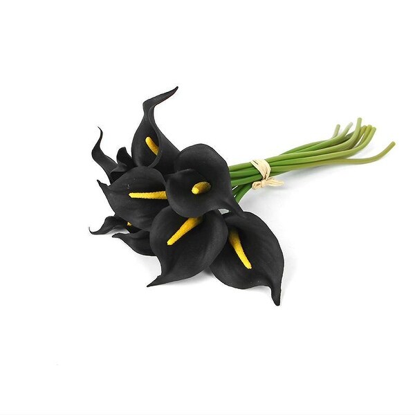 FloralGoods Real Touch 9 Calla Lily Bouquet in Black 13" Tall