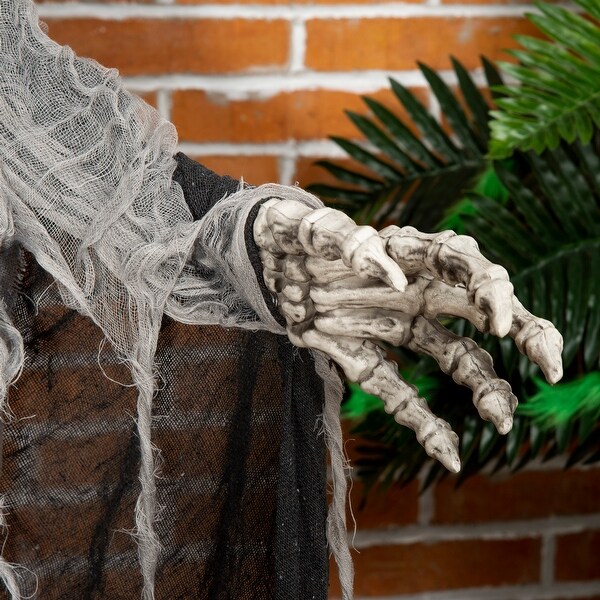 Outsunny 74" Life Size Outdoor Halloween Decorations Skeleton Witch, Animated Prop Animatronic Decor with Sound