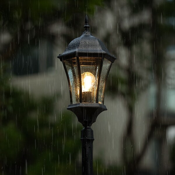 Lutec Single Head 1-Light Black Outdoor Post Lantern - 10.24 x 88.19 x 9.06