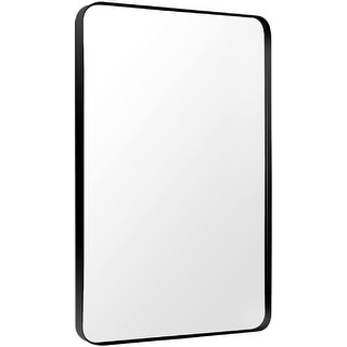 Toolkiss Rectangular Aluminum Framed Wall Bathroom Vanity Mirror in Black