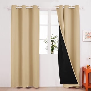 Deconovo 100 Percent Blackout with Liner Curtains(2 Panel)