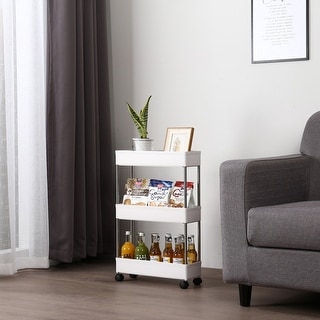 3-Layer Ultra-thin Mobile Multi-Functional Slim Storage Cart Storage Cabinet