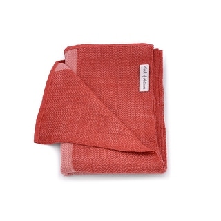 Work of Artisans Wool Woven Baby Blanket - Coral w/ Dark Coral Stripes