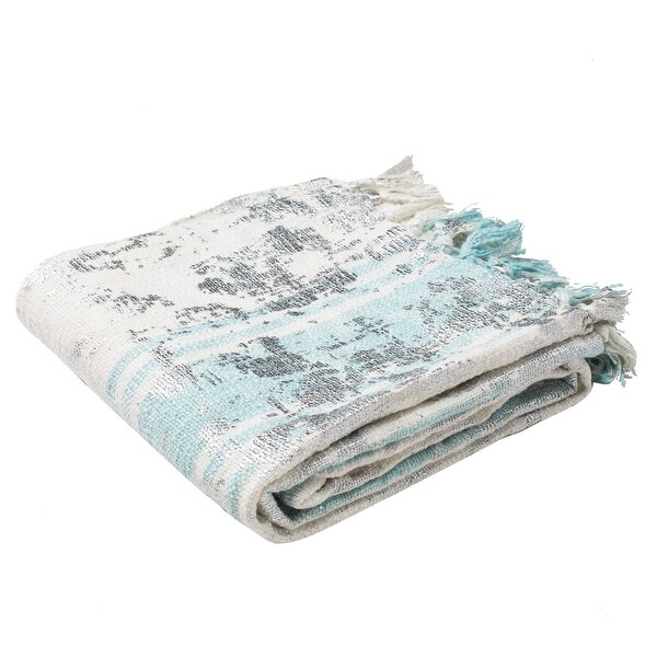 SAFAVIEH Nicola Metallic White/Blue Throw