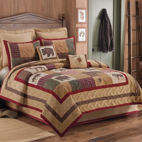 Big Sky Lodge Themed Pieced and Embroidered Standard Sham