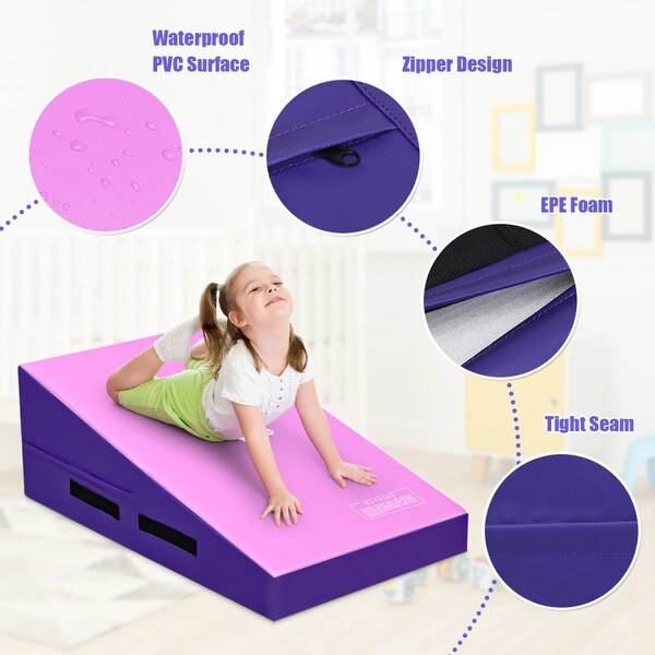 Incline Gymnastics Mat Wedge Ramp Gym Tumbling Exercise Mat - 37.5" x 23" x 14" (L x W x H)