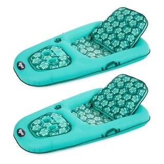 Aqua Leisure Campania 2 in 1 Water Lounger Pool Inflatable, Floral (2 Pack) - 4