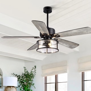 52-in Black Farmhouse Indoor Ceiling Fan with Light (5-Blade)