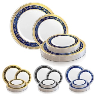 Shiny Royal Rim Disposable Plastic Plate Packs - Party Supplies