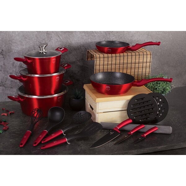 Berlinger Haus 17-Piece Kitchen Cookware Set, Burgundy Collection