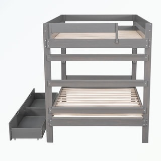 Full over Full Wood Bunk Bed with 2 Drawers