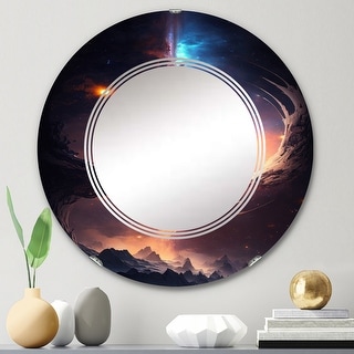 Designart 'Deep Space Planet Fusion II' Printed Space Planet Wall Mirror