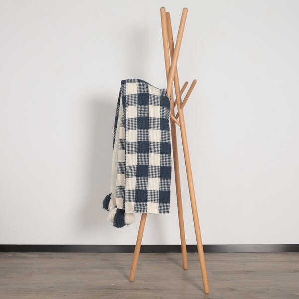 FRESHMINT Buffalo Waffle Woven Throw Reversed to Sherpa with Tassels