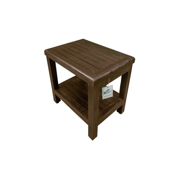 DecoTeak Eleganto 18' Solid Teak Shower Bench With Shelf - WoodLand Brown Finish