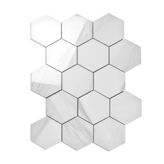 Splendor 8.86 in. x 12.8 in. Polished White Porcelain Mosaic Hexagon Wall and Floor Tile (7.09 sq. ft./case) (9-pack)