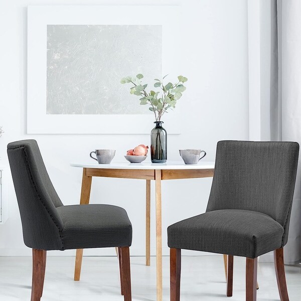 Upholstered Dining Chairs Set of 2,Modern Fabric Kitchen Living Room Armless Side Chair with Solid Wood Legs