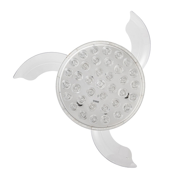 36" White Retractable 3-blade Crystal Ceiling Fan Chandelier with Remote