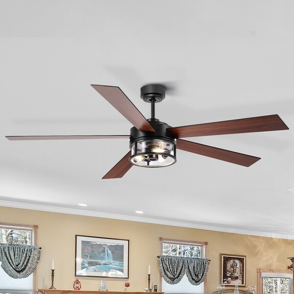60 In Modern Ceiling Fan with Light and Remote(Matte Black) - 60 IN