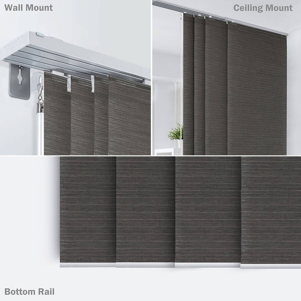 GoDear Design Natural Woven Adjustable Sliding Panel Track Blinds, Vertical Blinds, Timeless Series, 45.8"- 86" W x 96" L